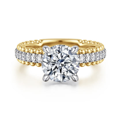 Addi - 14K White-Yellow Gold Round Diamond Engagement Ring