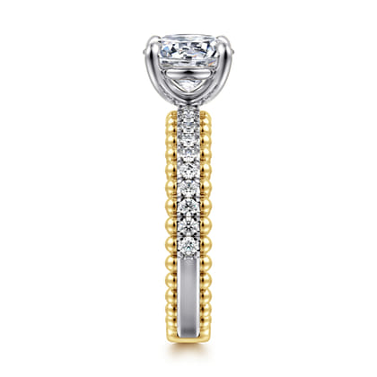 Addi - 14K White-Yellow Gold Round Diamond Engagement Ring