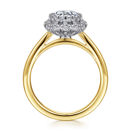 Addie - 14K White-Yellow Gold Round Halo Diamond Engagement Ring