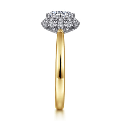 Addie - 14K White-Yellow Gold Round Halo Diamond Engagement Ring