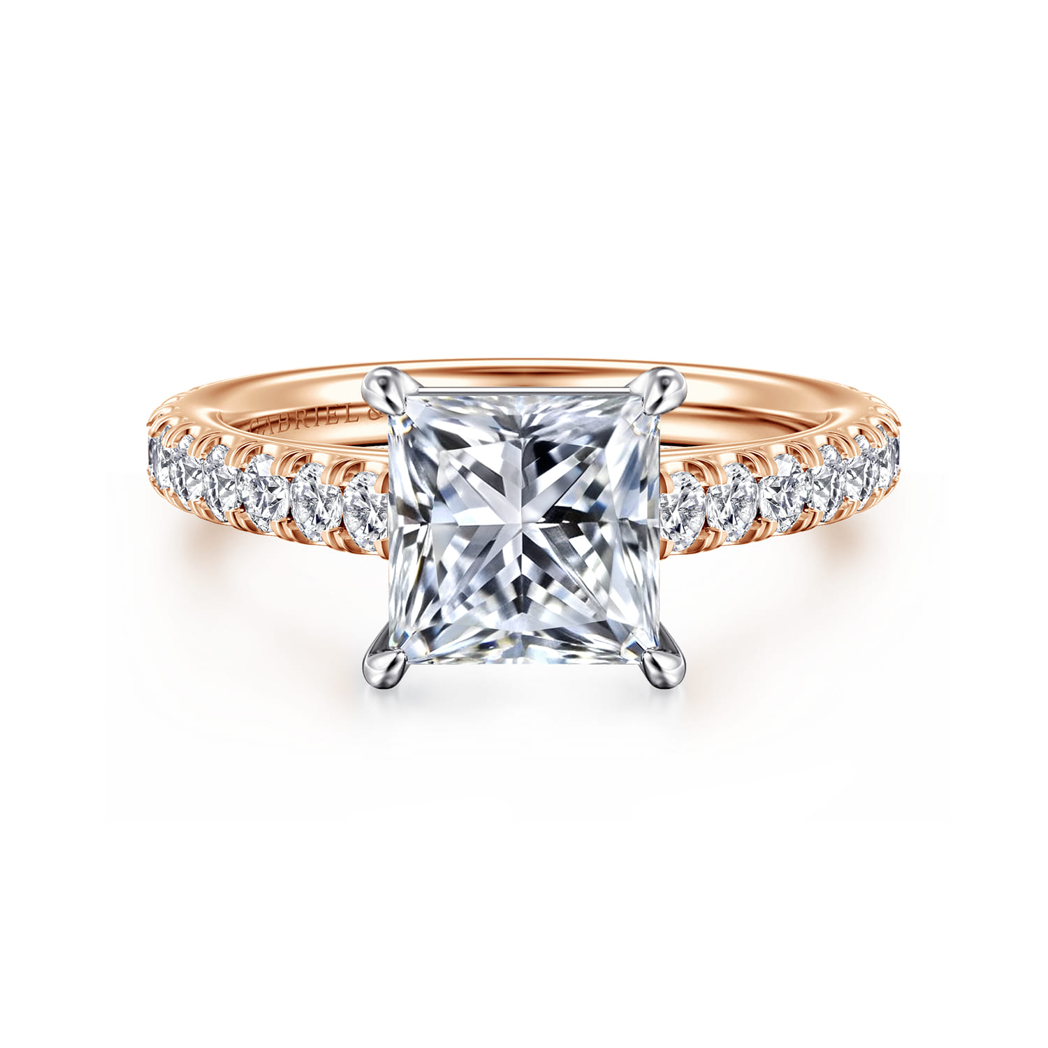 Addilyn - 14K White-Rose Gold Princess Cut Diamond Engagement Ring