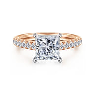 Addilyn - 14K White-Rose Gold Princess Cut Diamond Engagement Ring