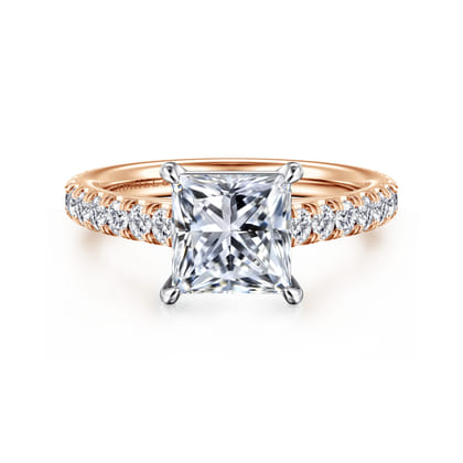 Addilyn - 14K White-Rose Gold Princess Cut Diamond Engagement Ring
