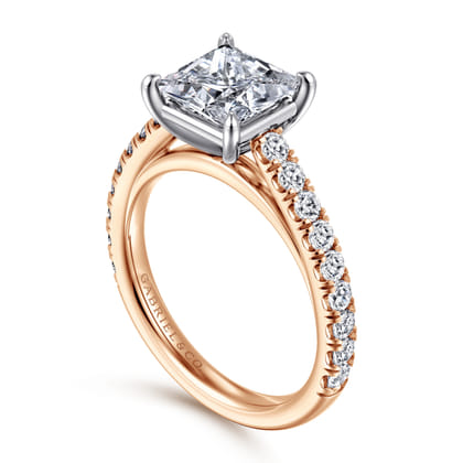 Addilyn - 14K White-Rose Gold Princess Cut Diamond Engagement Ring