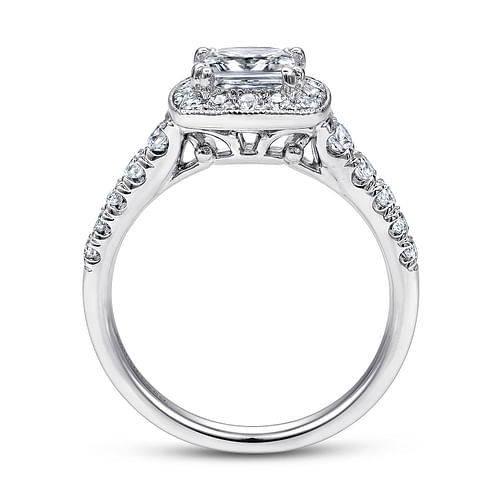Addison - Vintage Inspired 14K White Gold Princess Halo Diamond Engagement Ring - 0.53 ct - Shot 2