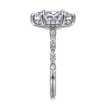Adeena - 14K White Gold Marquise Shape Hidden Halo Diamond Engagement Ring