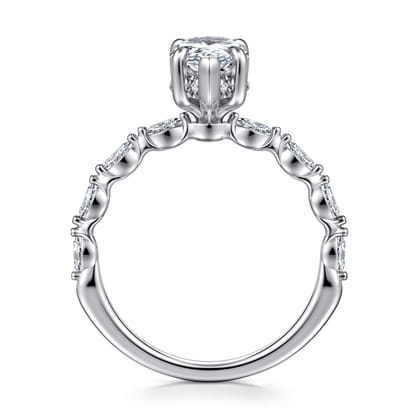 Adeena - 14K White Gold Pear Shape Hidden Halo Diamond Engagement Ring