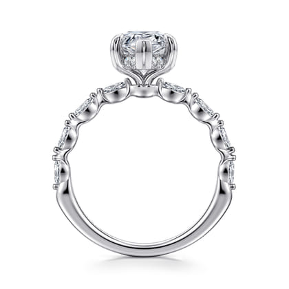 Adeena - 14K White Gold Pear Shape Hidden Halo Diamond Engagement Ring