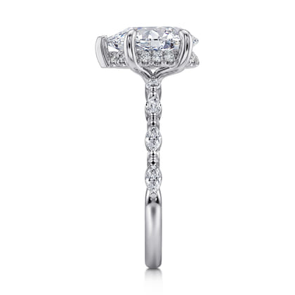 Adeena - 14K White Gold Pear Shape Hidden Halo Diamond Engagement Ring