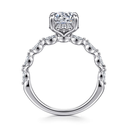 Adeena - 14K White Gold Round Hidden Halo Diamond Engagement Ring