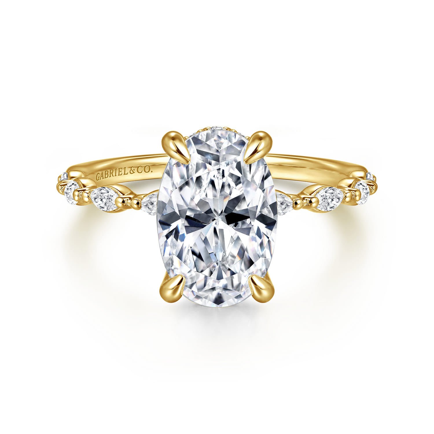 Adeena - 14K Yellow Gold Oval Hidden Halo Diamond Engagement Ring