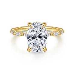 Adeena - 14K Yellow Gold Oval Hidden Halo Diamond Engagement Ring