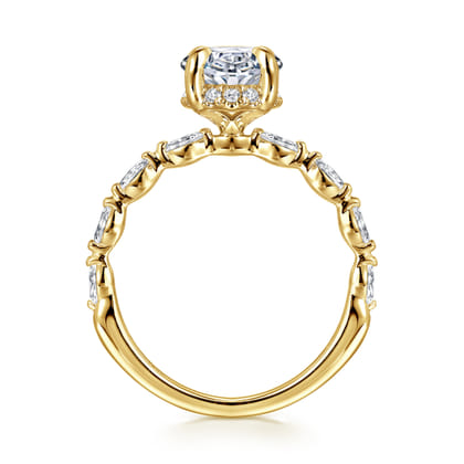 Adeena - 14K Yellow Gold Oval Hidden Halo Diamond Engagement Ring