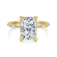 Adeena - 14K Yellow Gold Radiant Cut Hidden Halo Diamond Engagement Ring