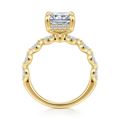 Adeena - 14K Yellow Gold Radiant Cut Hidden Halo Diamond Engagement Ring