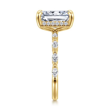 Adeena - 14K Yellow Gold Radiant Cut Hidden Halo Diamond Engagement Ring