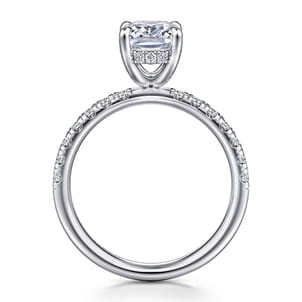 Adela - 14K White Gold Elongated Cushion Hidden Halo Diamond Engagement Ring