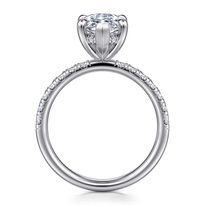 Adela - 14K White Gold Marquise Shape Hidden Halo Diamond Engagement Ring