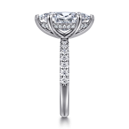 Adela - 14K White Gold Marquise Shape Hidden Halo Diamond Engagement Ring
