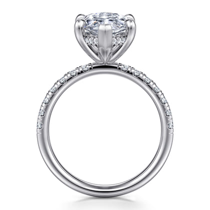 Adela - 14K White Gold Marquise Shape Hidden Halo Diamond Engagement Ring