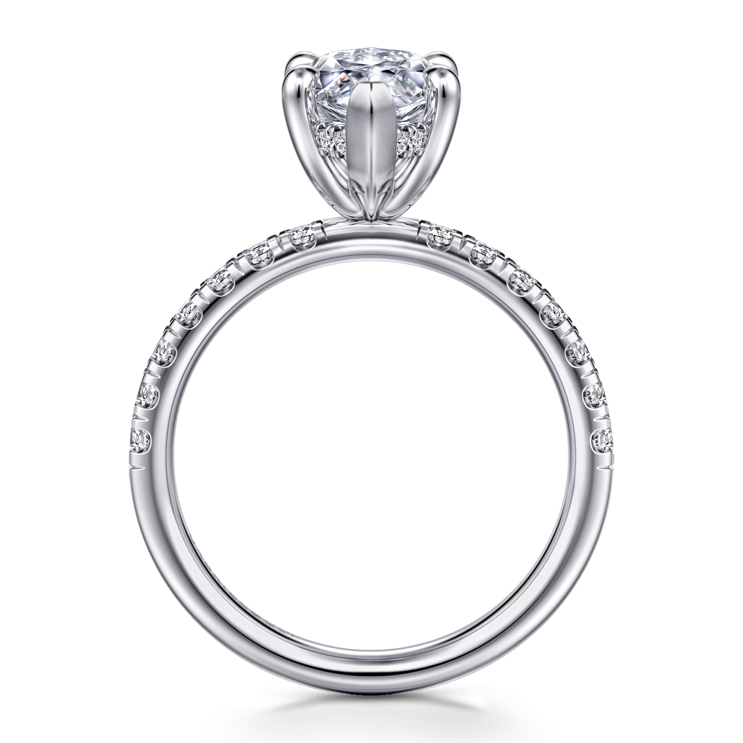 Adela - 14K White Gold Marquise Shape Hidden Halo Diamond Engagement Ring