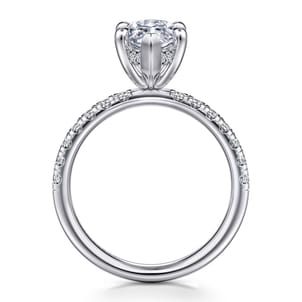 Adela - 14K White Gold Marquise Shape Hidden Halo Diamond Engagement Ring