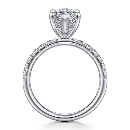 Adela - 14K White Gold Marquise Shape Hidden Halo Diamond Engagement Ring