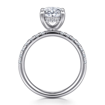 Adela - 14K White Gold Oval Hidden Halo Diamond Engagement Ring