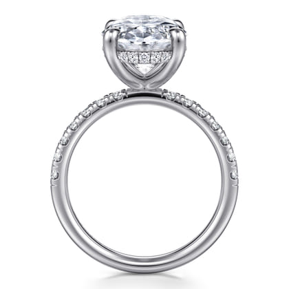 Adela - 14K White Gold Oval Hidden Halo Diamond Engagement Ring