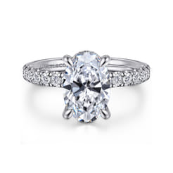 Adela - 14K White Gold Oval Hidden Halo Diamond Engagement Ring
