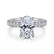Adela - 14K White Gold Oval Hidden Halo Diamond Engagement Ring