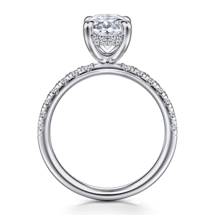 Adela - 14K White Gold Oval Hidden Halo Diamond Engagement Ring