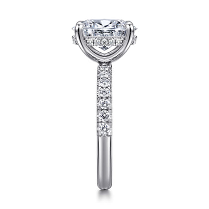 Adela - 14K White Gold Oval Hidden Halo Diamond Engagement Ring