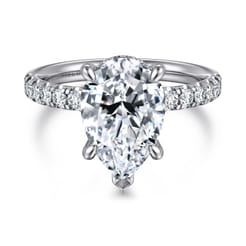 Adela - 14K White Gold Pear Shape Hidden Halo Diamond Engagement Ring