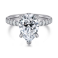 Adela - 14K White Gold Pear Shape Hidden Halo Diamond Engagement Ring