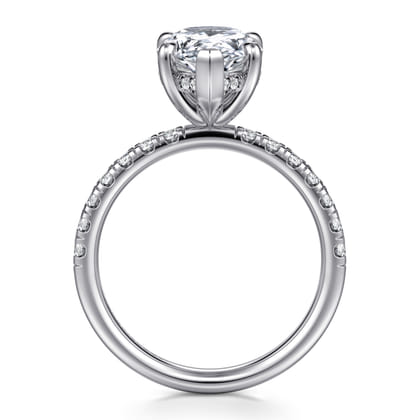 Adela - 14K White Gold Pear Shape Hidden Halo Diamond Engagement Ring