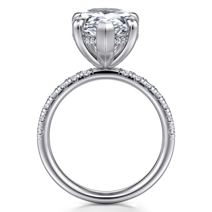 Adela - 14K White Gold Pear Shape Hidden Halo Diamond Engagement Ring