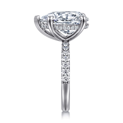 Adela - 14K White Gold Pear Shape Hidden Halo Diamond Engagement Ring