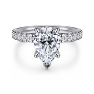 Adela - 14K White Gold Pear Shape Hidden Halo Diamond Engagement Ring