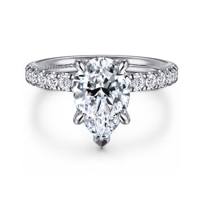 Adela - 14K White Gold Pear Shape Hidden Halo Diamond Engagement Ring