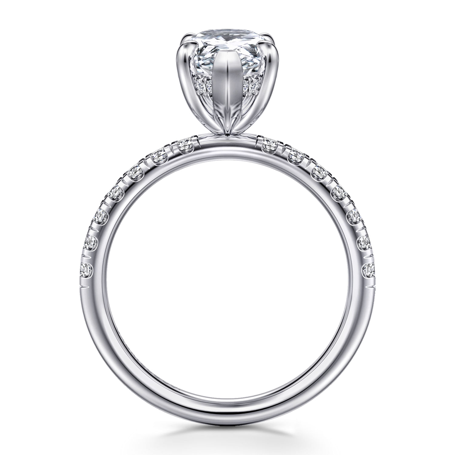 Adela - 14K White Gold Pear Shape Hidden Halo Diamond Engagement Ring