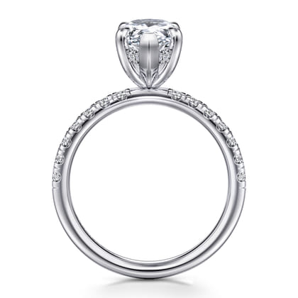 Adela - 14K White Gold Pear Shape Hidden Halo Diamond Engagement Ring