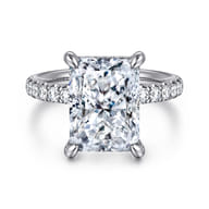 Adela - 14K White Gold Radiant Cut Hidden Halo Diamond Engagement Ring