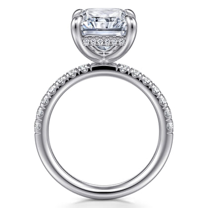 Adela - 14K White Gold Radiant Cut Hidden Halo Diamond Engagement Ring