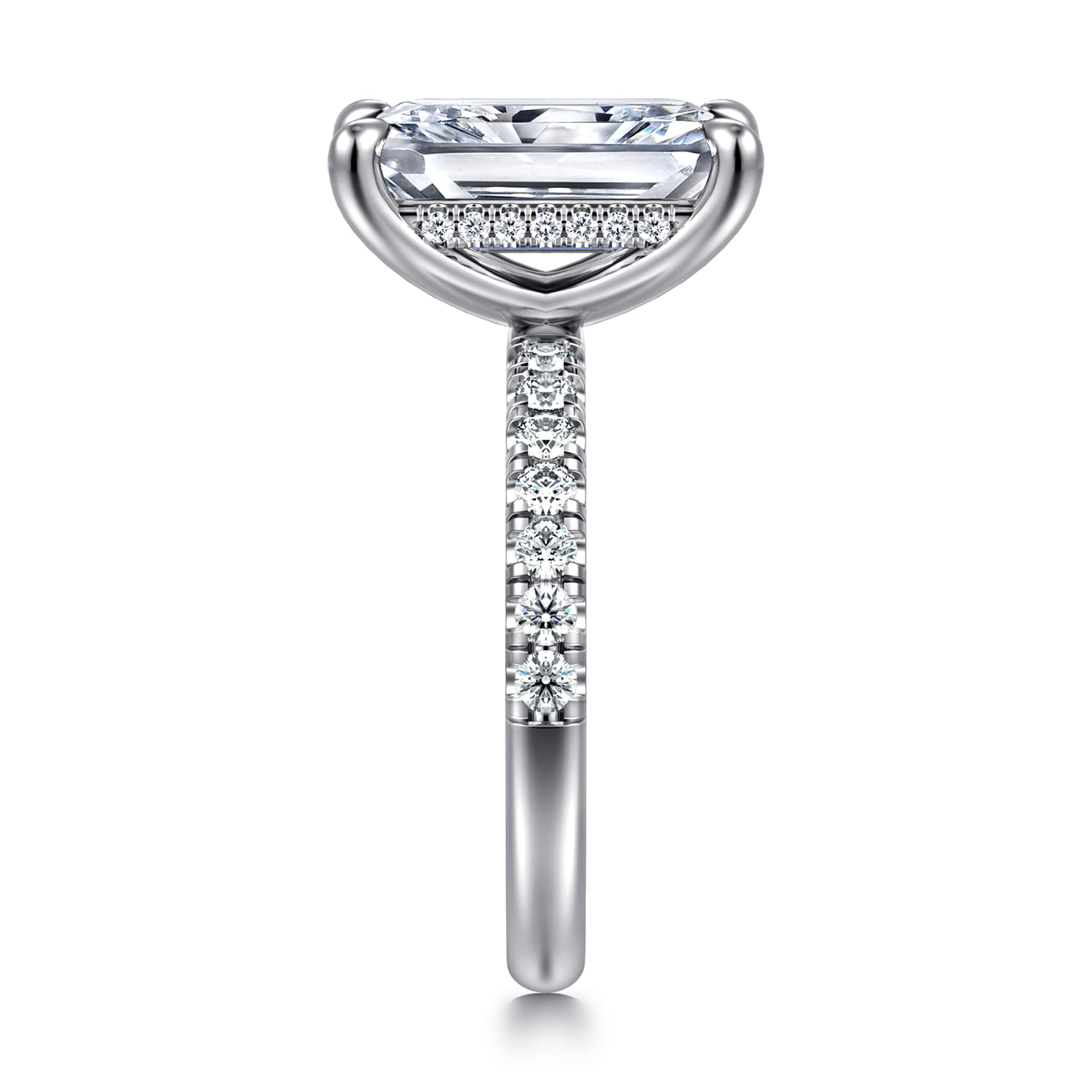 Adela - 14K White Gold Radiant Cut Hidden Halo Diamond Engagement Ring