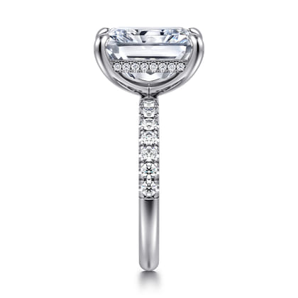 Adela - 14K White Gold Radiant Cut Hidden Halo Diamond Engagement Ring