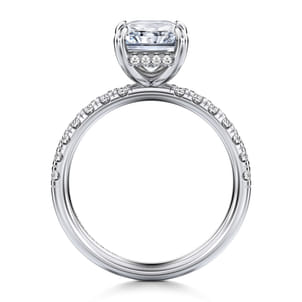 Adela - 14K White Gold Radiant Hidden Halo Diamond and Engagement Ring