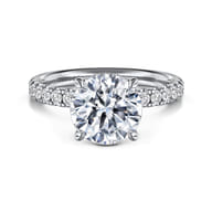 Adela - 14K White Gold Round Hidden Halo Diamond Engagement Ring