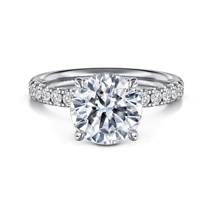 Adela - 14K White Gold Round Hidden Halo Diamond Engagement Ring