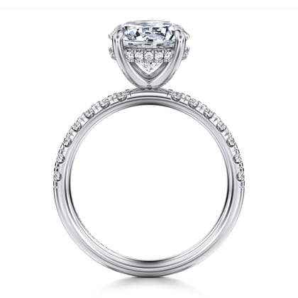 Adela - 14K White Gold Round Hidden Halo Diamond Engagement Ring